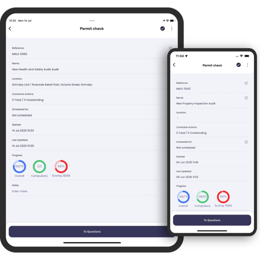 Mobiess health and safety software on mobile and tablet